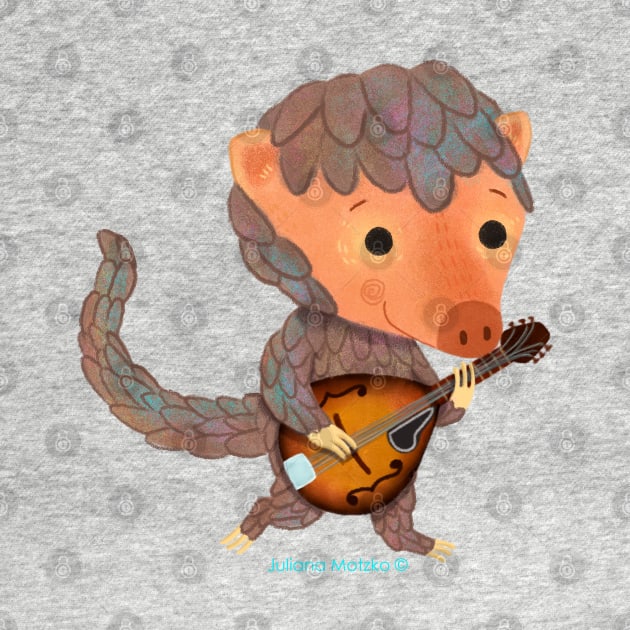 Pangolin playing a mandolin by julianamotzko